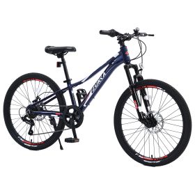 Mountain Bike for Girls and Boys Mountain 24 inch shimano 7-Speed bike (Color: as Pic)